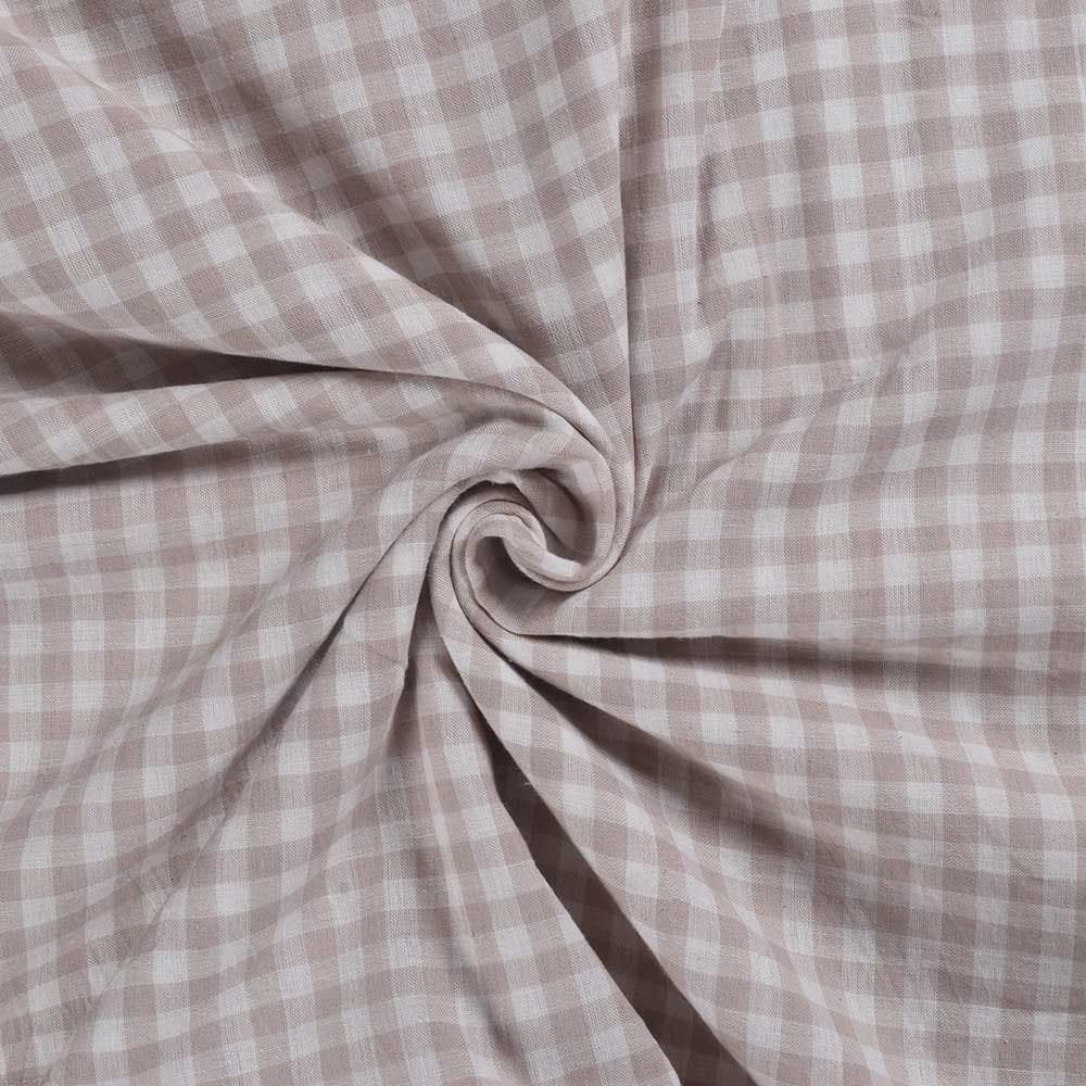 Check White & Brown Pure Cotton 90 GSM Handwoven Fabric