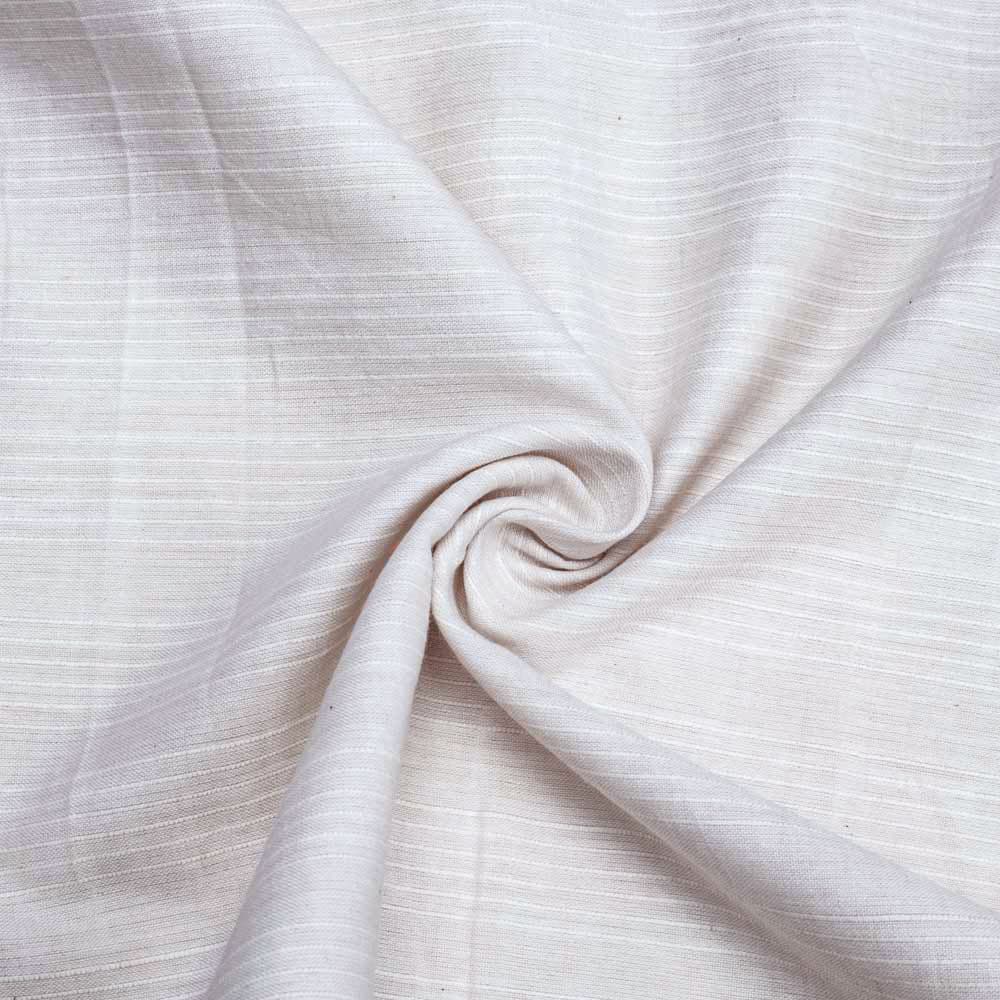 Stripe White Pure Cotton 80 GSM Handwoven Fabric
