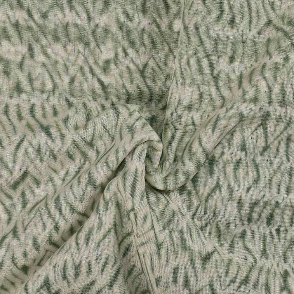 Abstract Dark Green & White Shibori Mercerised Cotton 70 GSM Fabric