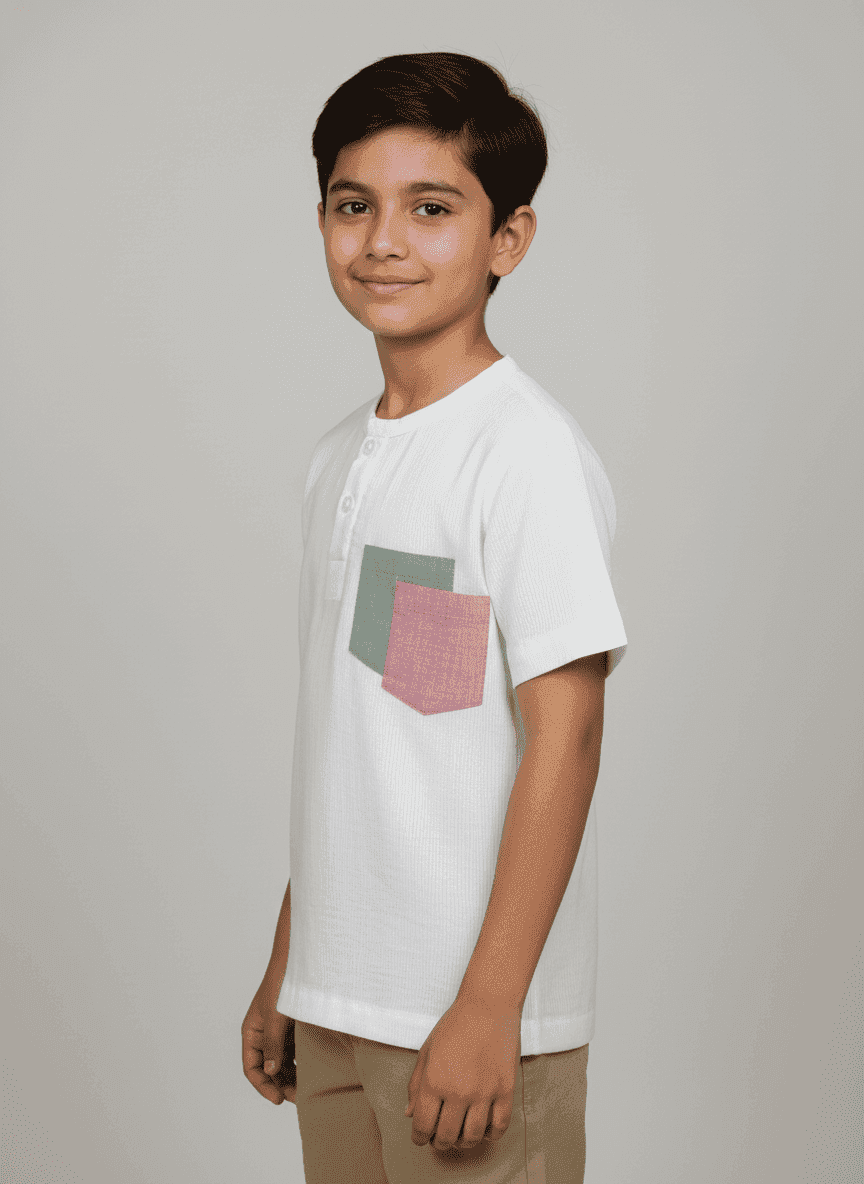 Boys T-Shirt With Multicolored Patch Pocket