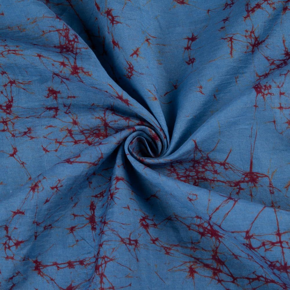 Abstract Blue Batik Cotton Mulberry Silk Blend 40 GSM Fabric