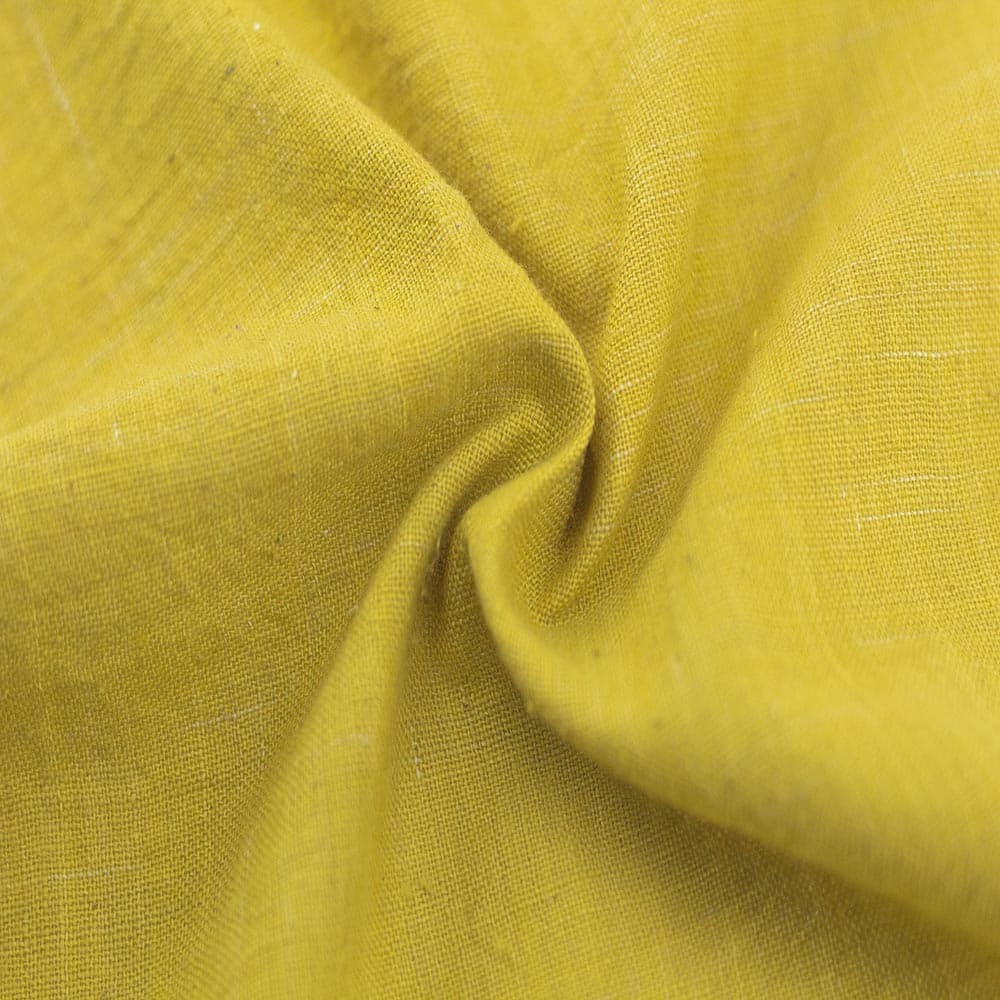 Plain Yellow Khadi 142 GSM Fabric - Handspun & Handwoven