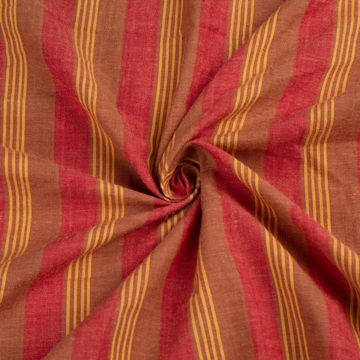 Stripe Red & Brown Pure Cotton 73 GSM Handwoven Fabric