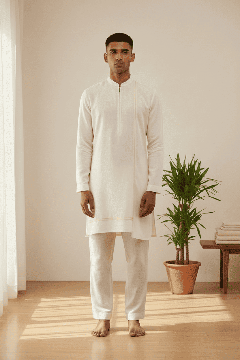 Aasymmetrical Kurta with shirt sleeves