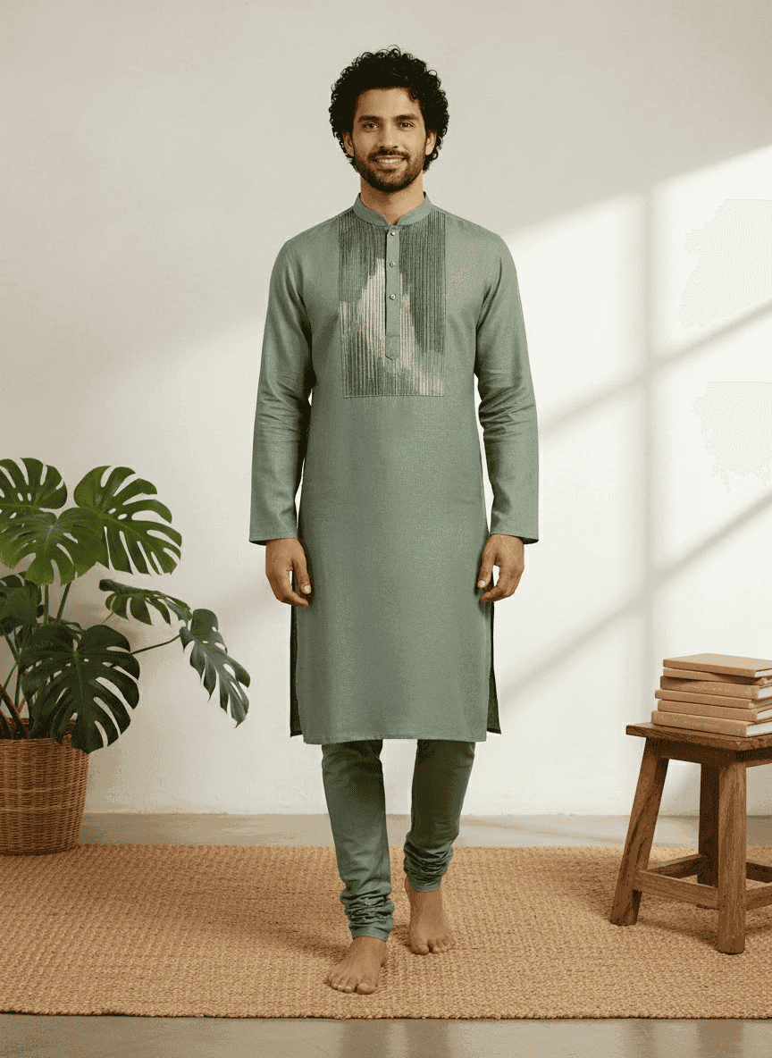 Pure Khadi Cotton Metallic Kurta