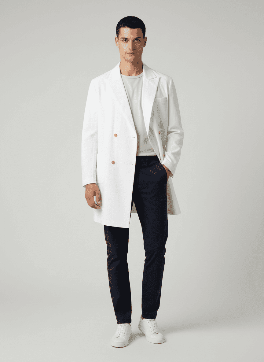 Long Tailored Trench Coat With Pockets