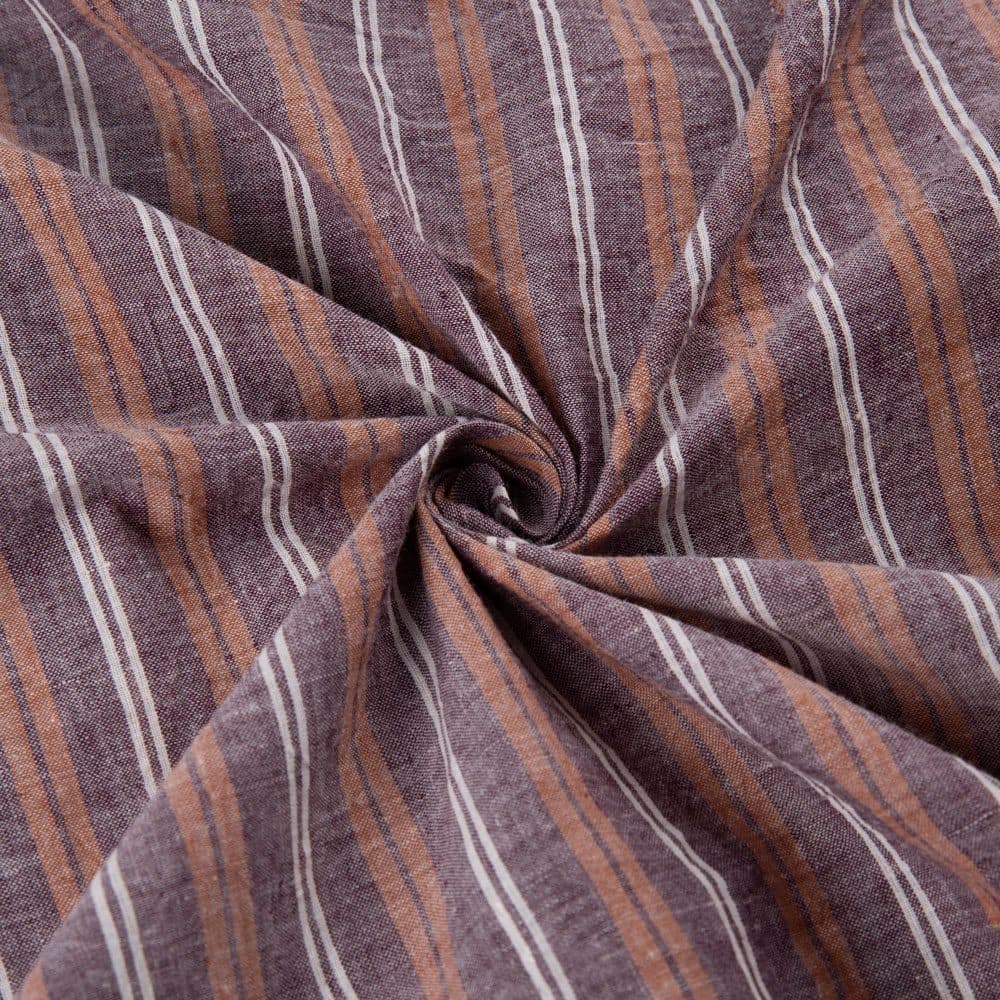 Stripe Purple & Orange Pure Cotton 66 GSM Handwoven Fabric