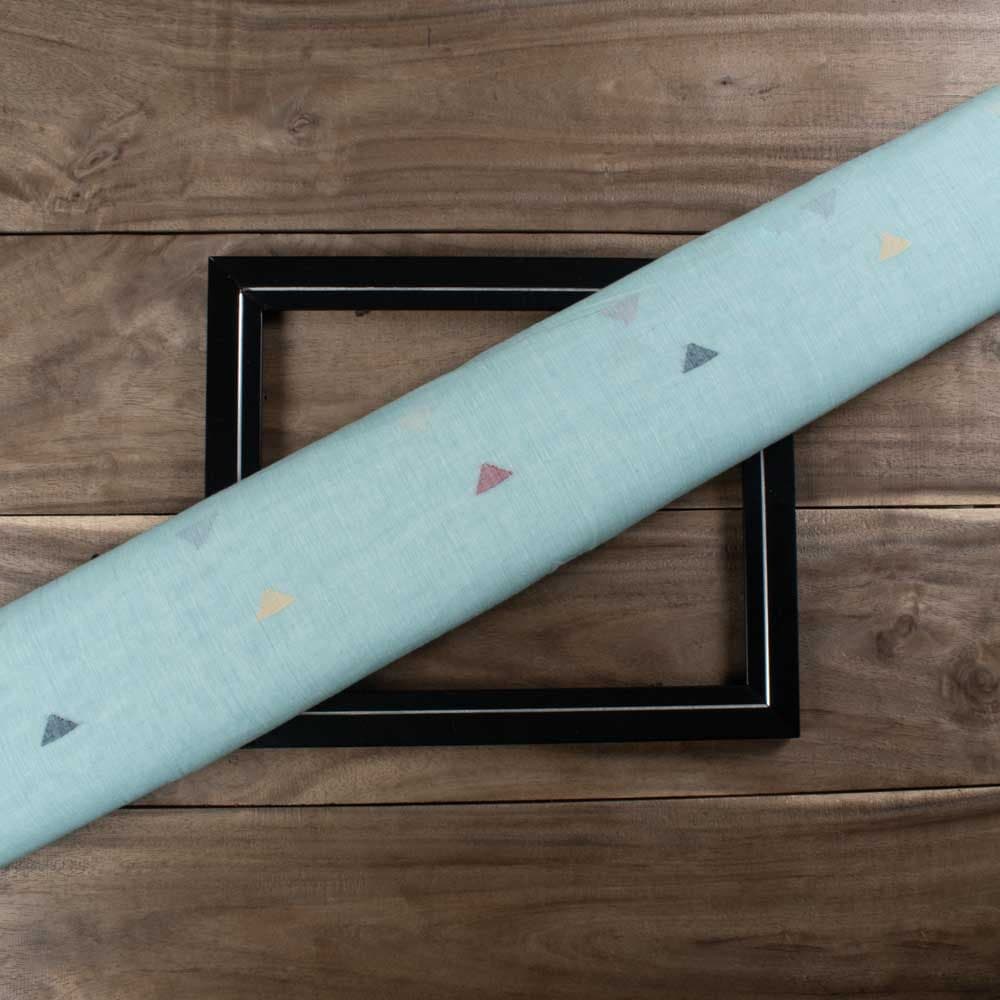 Plain Sea Green Pure Cotton 55 GSM Triangle Jamdani Fabric