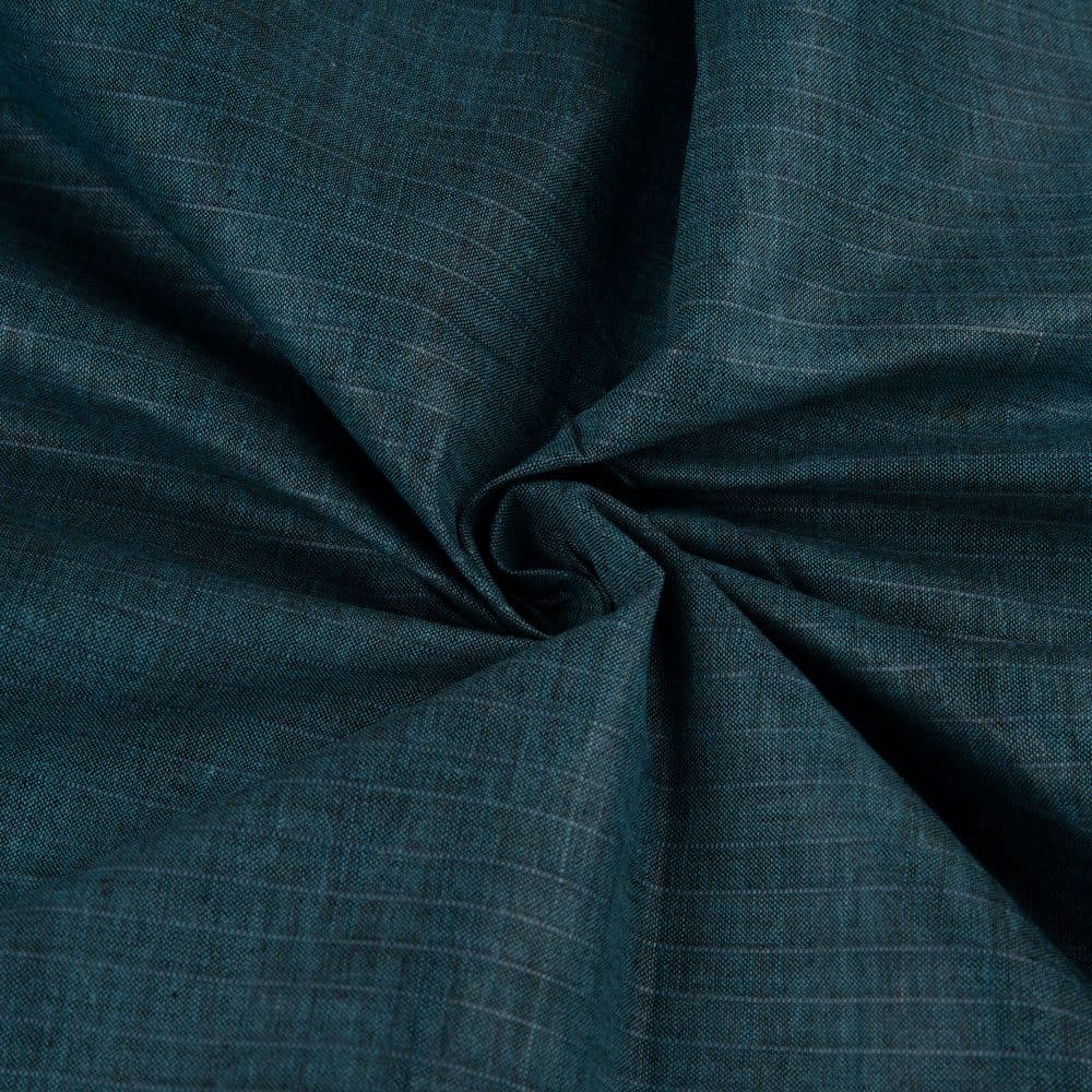 Stripe Teal Blue Pure Cotton 74 GSM Handwoven Fabric