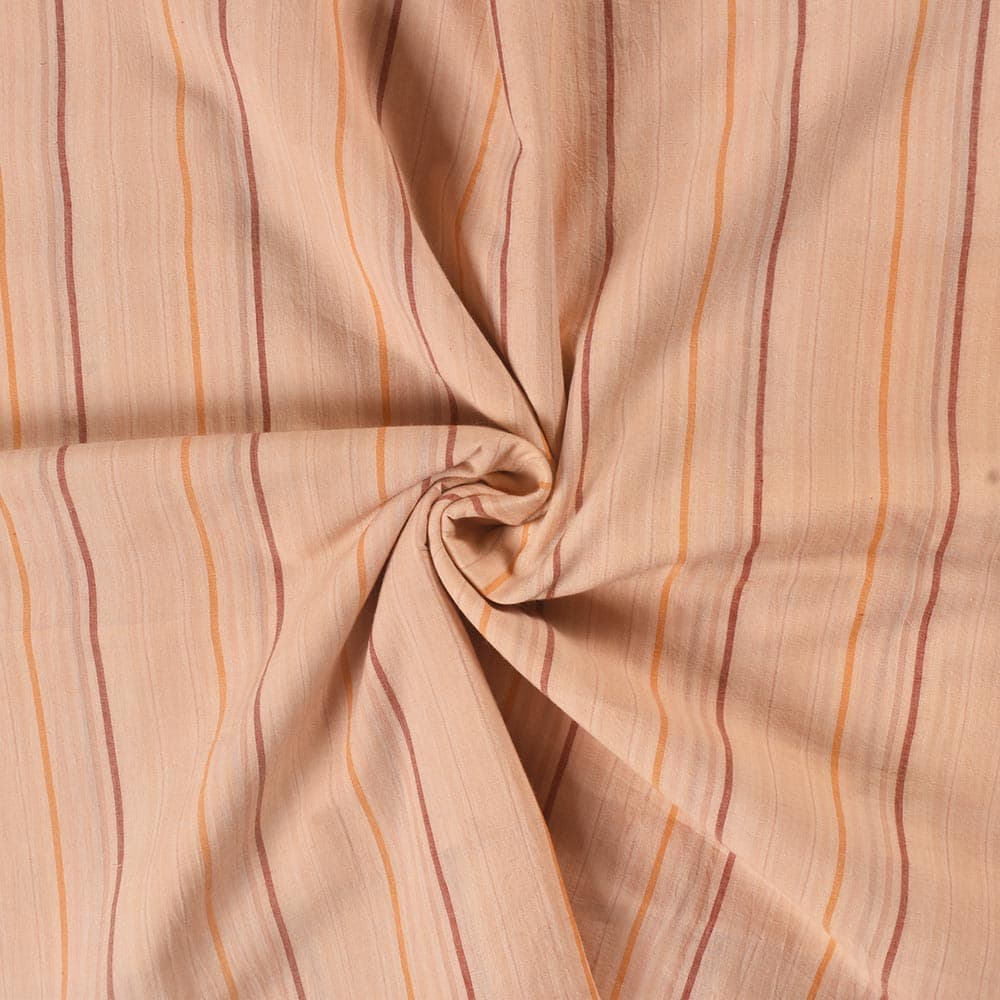 Stripe Peach Pure Cotton 62 GSM Handwoven Fabric