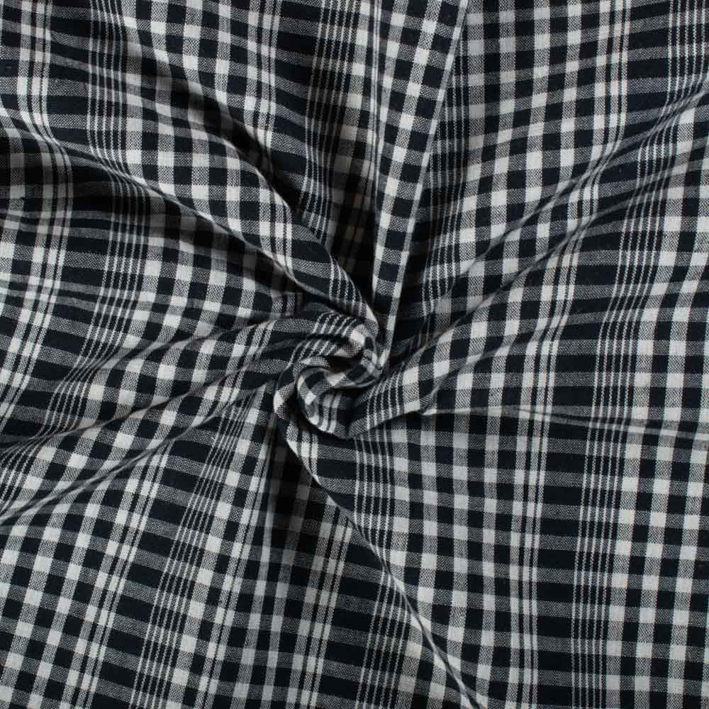 Black & White Check Pure Cotton 100 GSM Handwoven Fabric 778