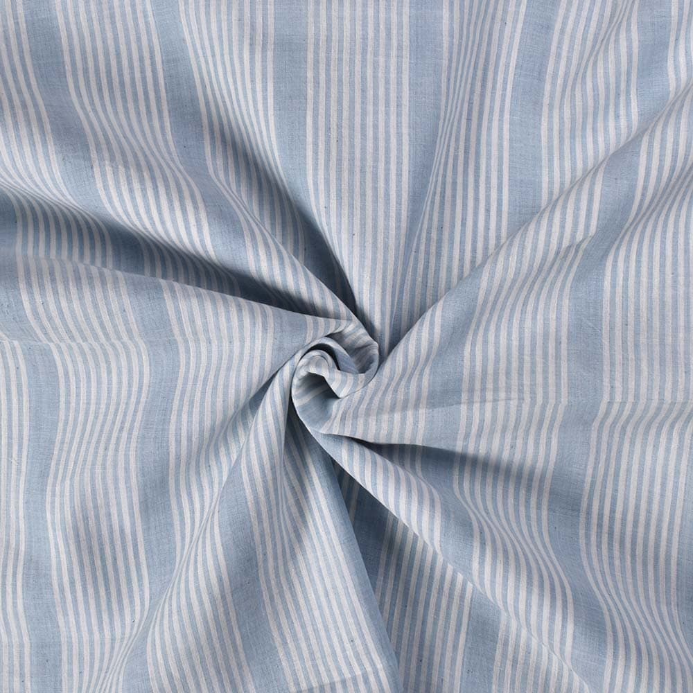 Stripe Light Blue Natural Indigo Dyed 62 GSM Handwoven Fabric