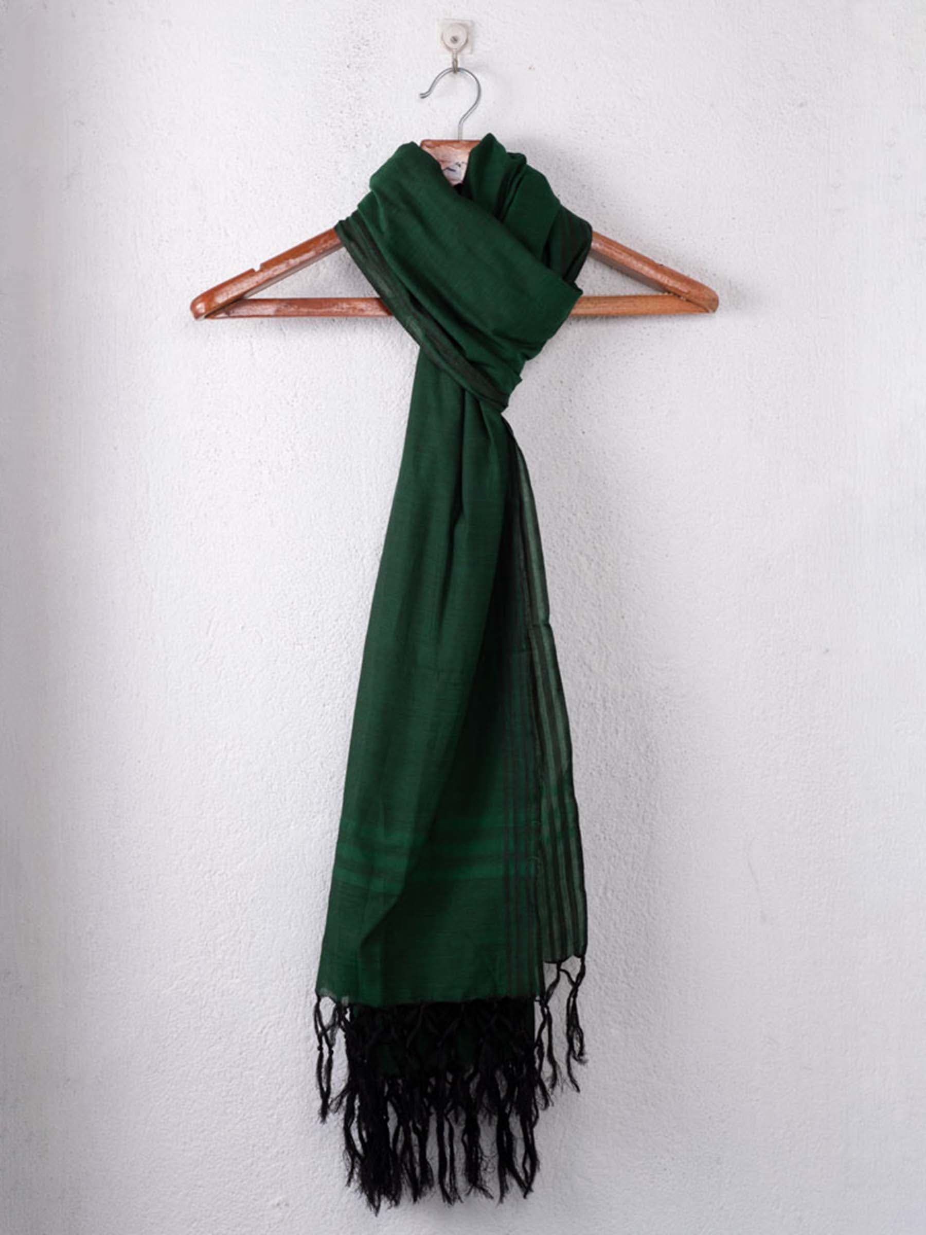 Stripe Green Handwoven Pure Cotton Scarf