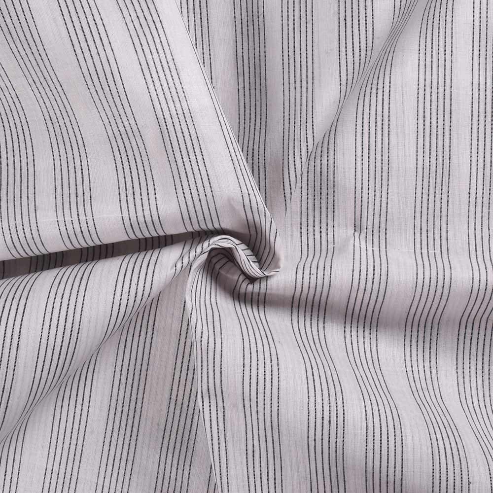 Pinstripe Black & White Pure Cotton 85 GSM Handwoven Fabric