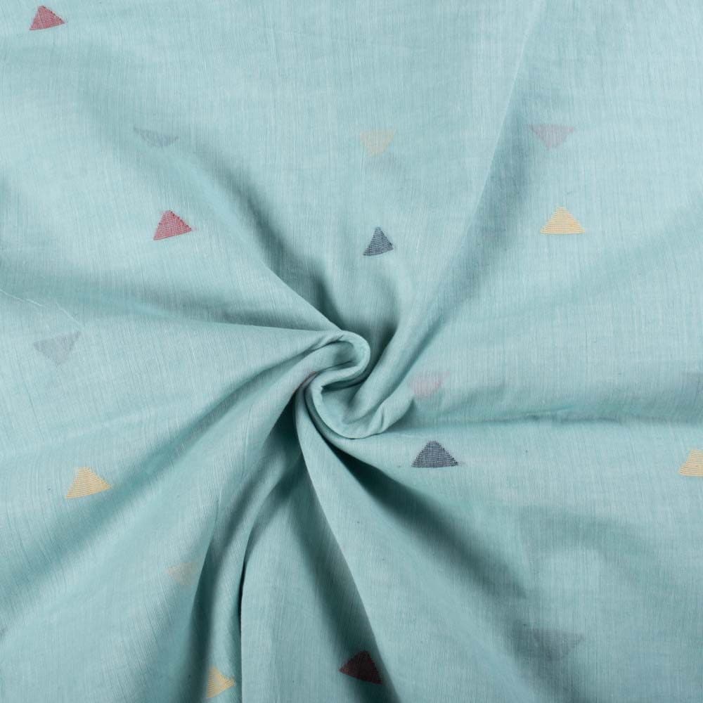 Plain Sea Green Pure Cotton 55 GSM Triangle Jamdani Fabric