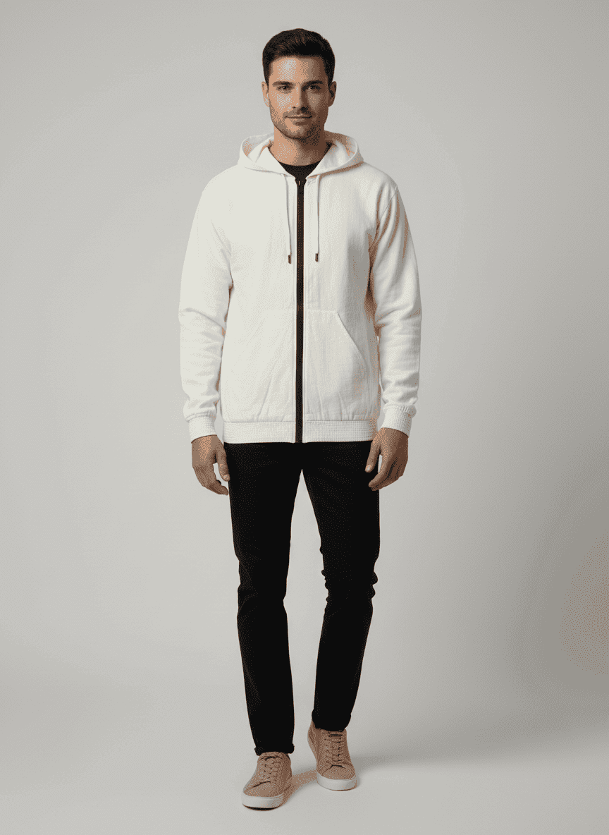 Oversized Hoodie  With Front Zipper- Elasticated Cuffs