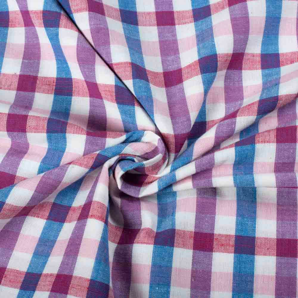 Check Multicolor 95 GSM Pure Cotton Handwoven Fabric 911