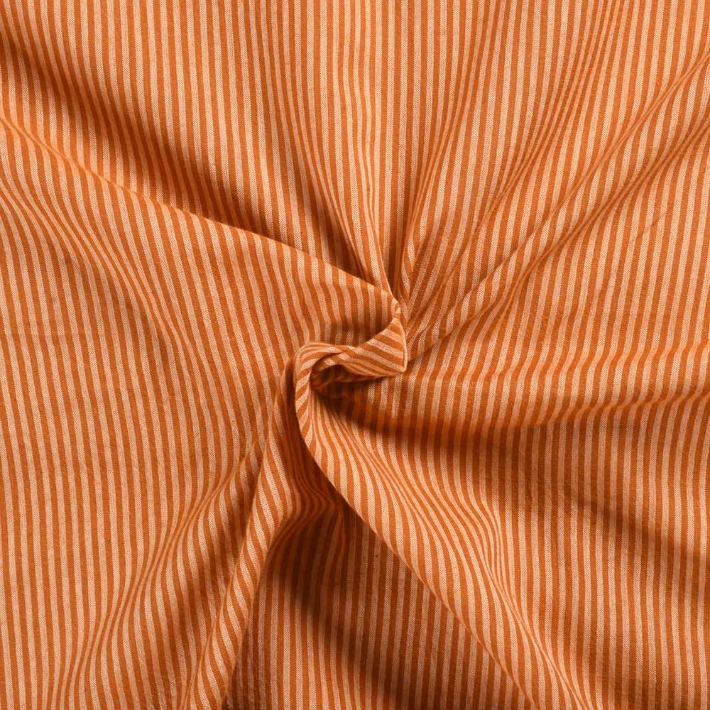 Stripe Brown & White Pure Cotton 69 GSM Handwoven Fabric L8