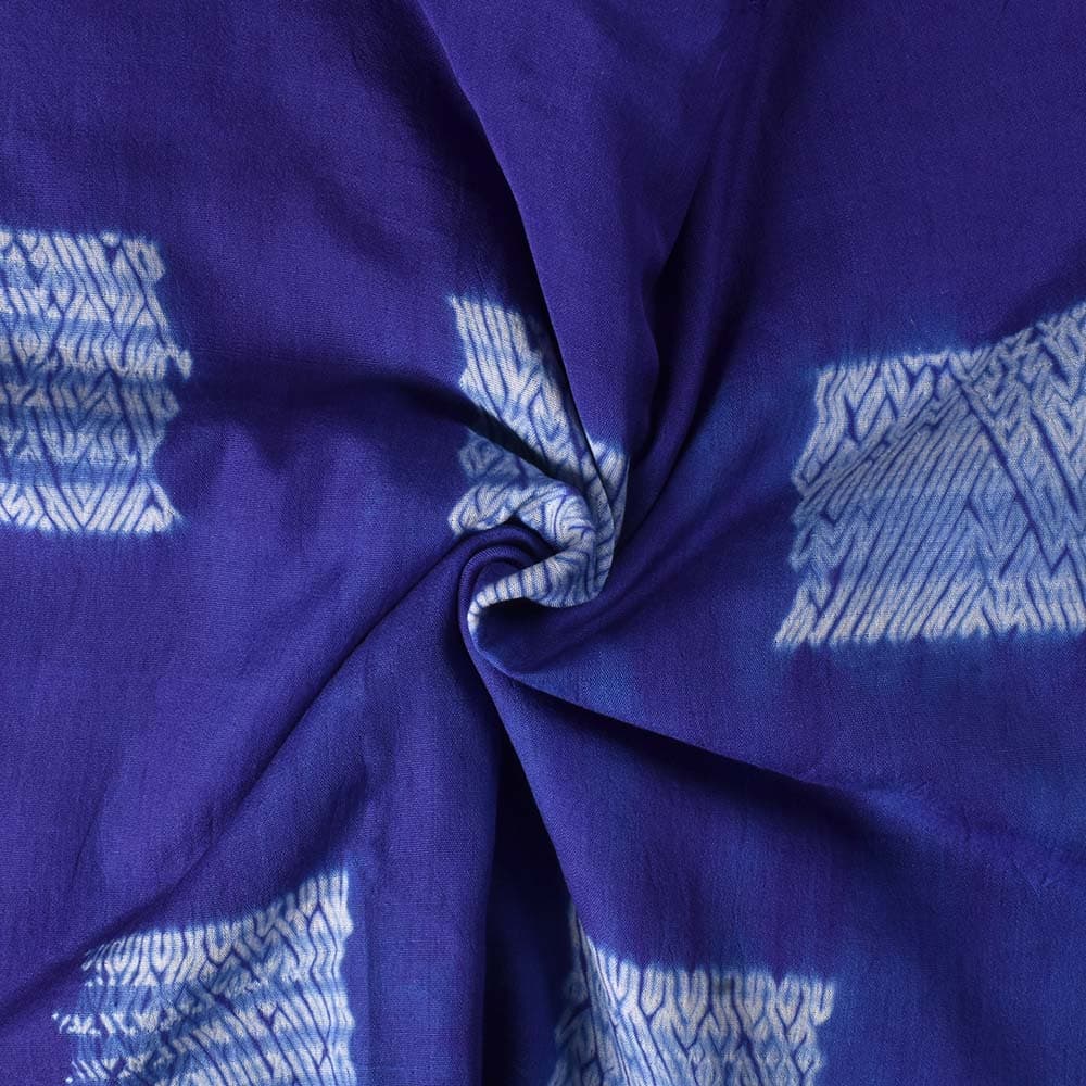 Abstract Blue Shibori 90 GSM Mercerised Cotton Fabric 55