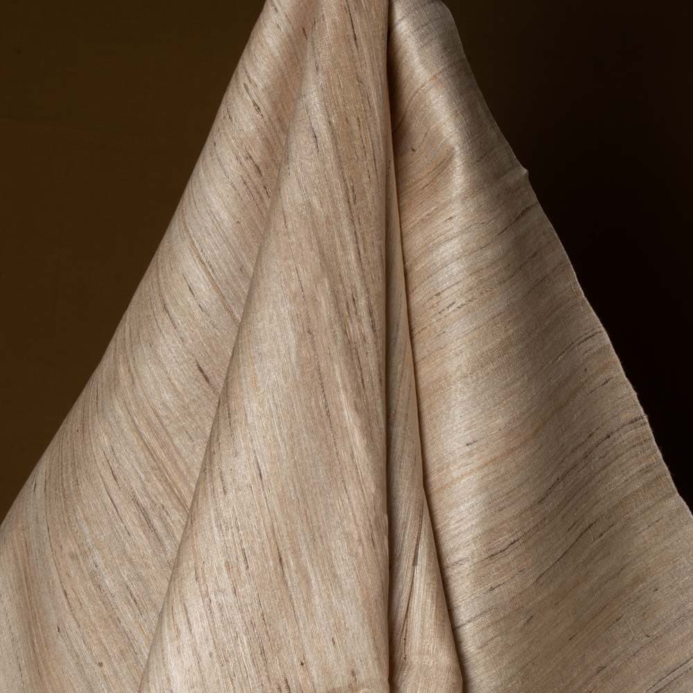 Plain Natural Tussar & Ketya Silk Blend 80 GSM Handwoven Fabric 09