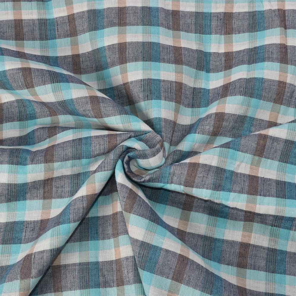Check Multicolor Pure Cotton 100 GSM Handwoven Fabric 602
