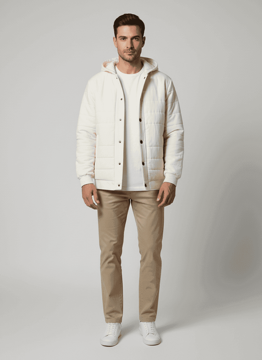 Puffer Hoodie With Centre Front Buttons