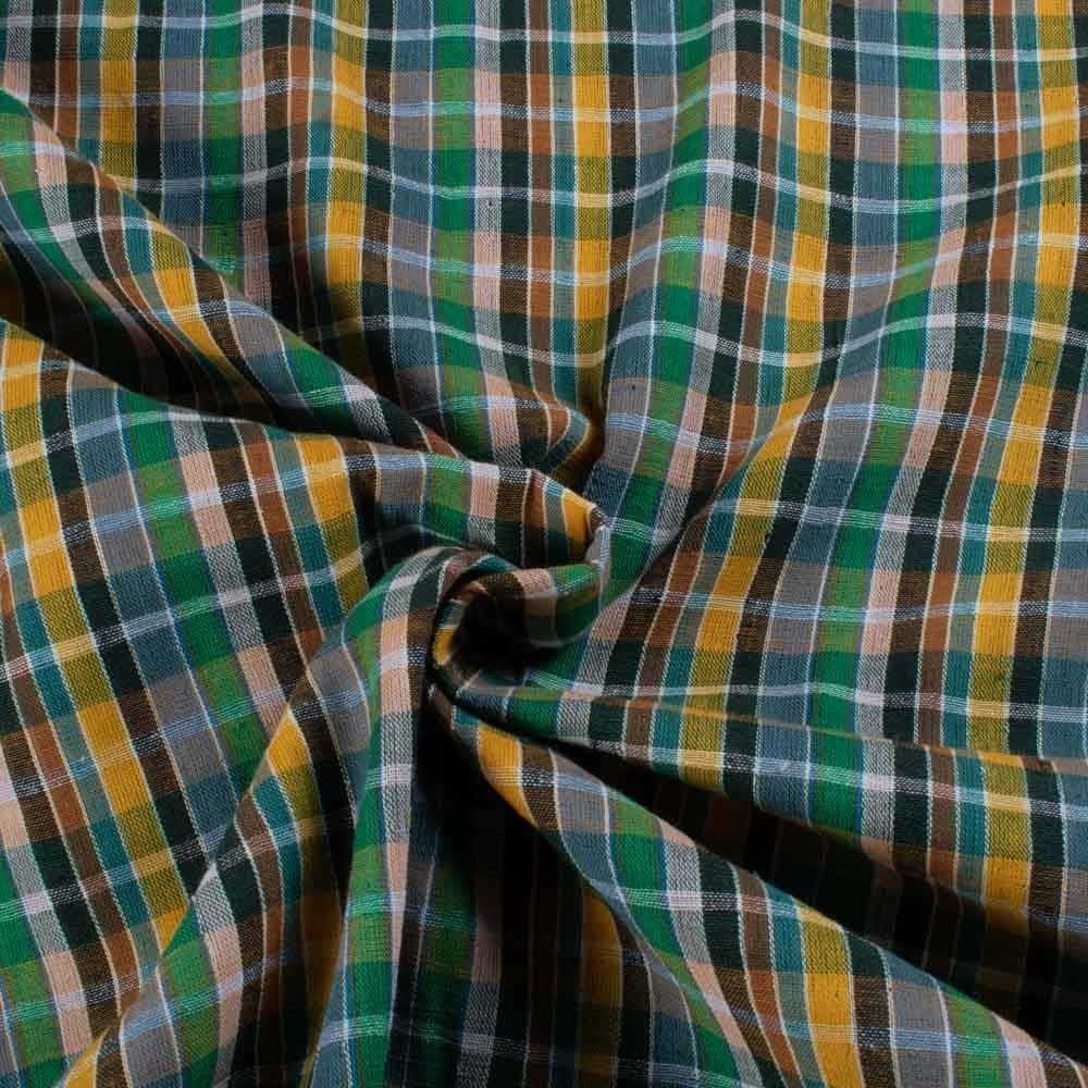 Pure Cotton 90 GSM Multicolor Check Handwoven Fabric