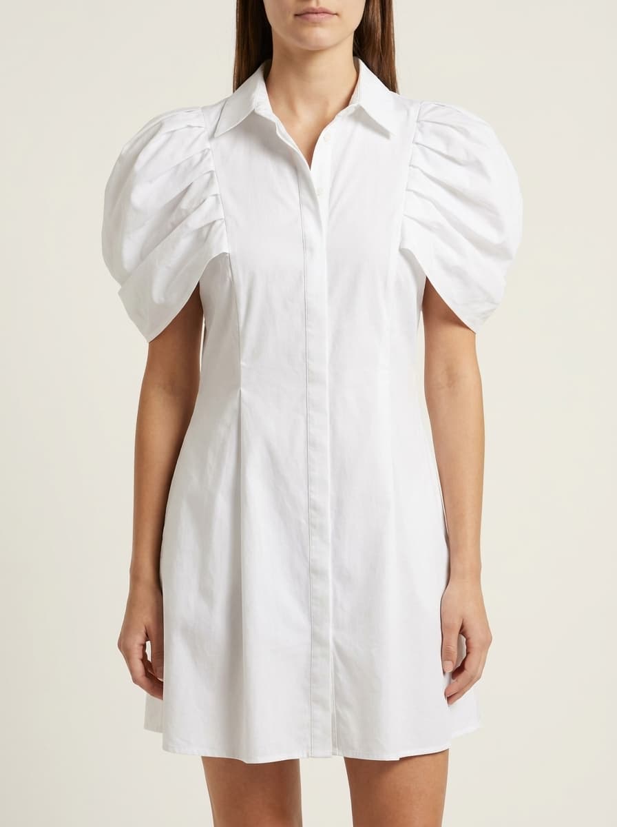 Gathered Sleeve From Bodice Short Dress