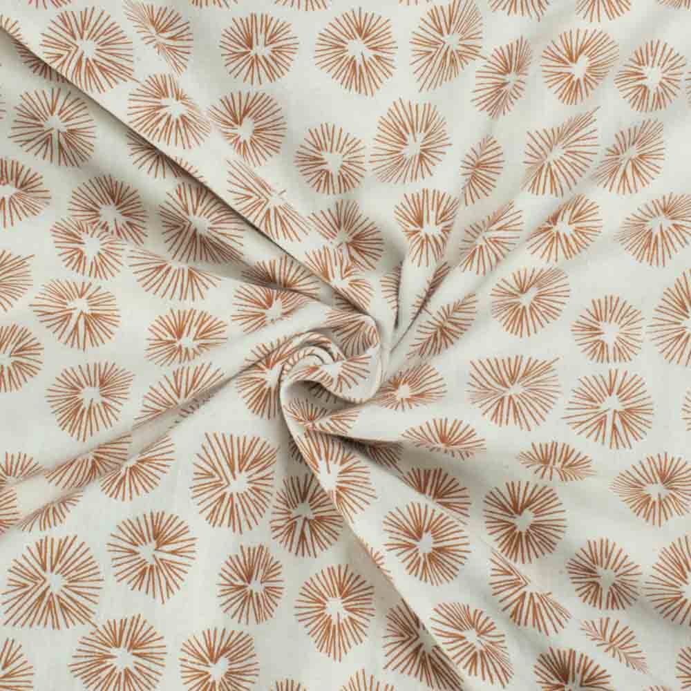 Abstract Brown Screenprinted Pure Khadi 90 GSM Handwoven Fabric