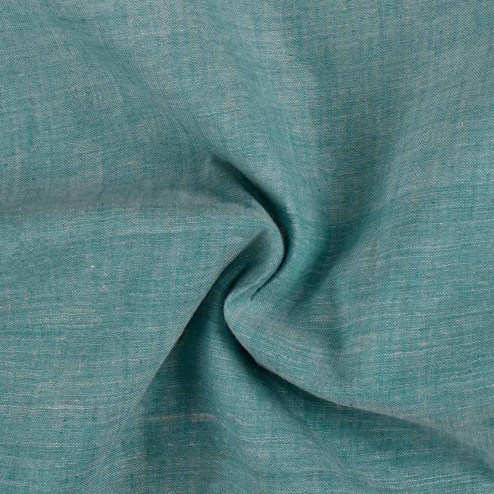 Chambray Teal Khadi Cotton 75 GSM Handwoven Fabric