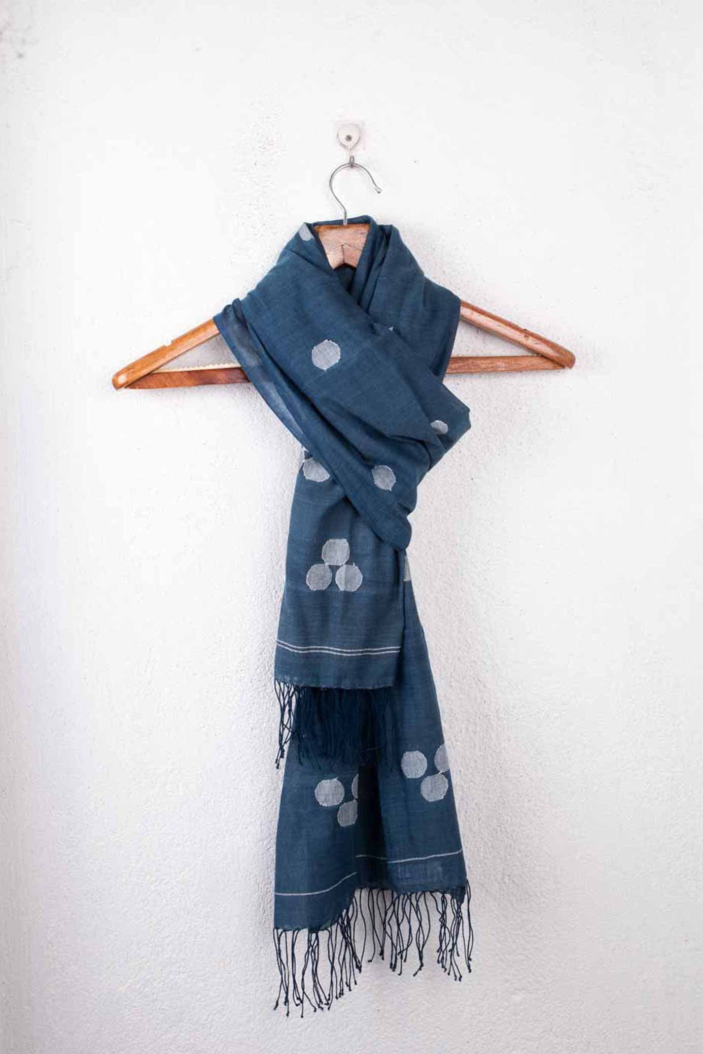 Geometric Jamdani Handwoven Cotton Scarf