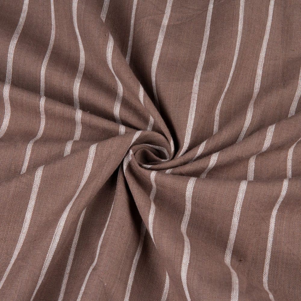 Stripe Brown Pure Cotton 102 GSM Handwoven Fabric