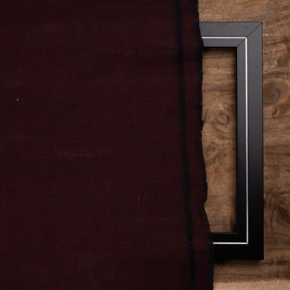 CROSS COLOUR DEEP PLUM PURE COTTON 95 GSM HANDWOVEN FABRIC