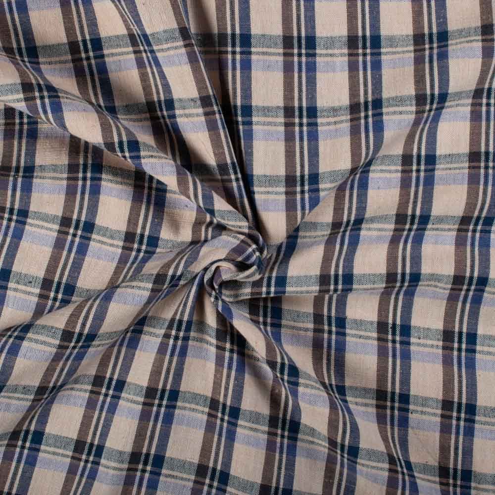 Check Multicolour Cotton Khadi 140 GSM Handwoven Fabric 755 