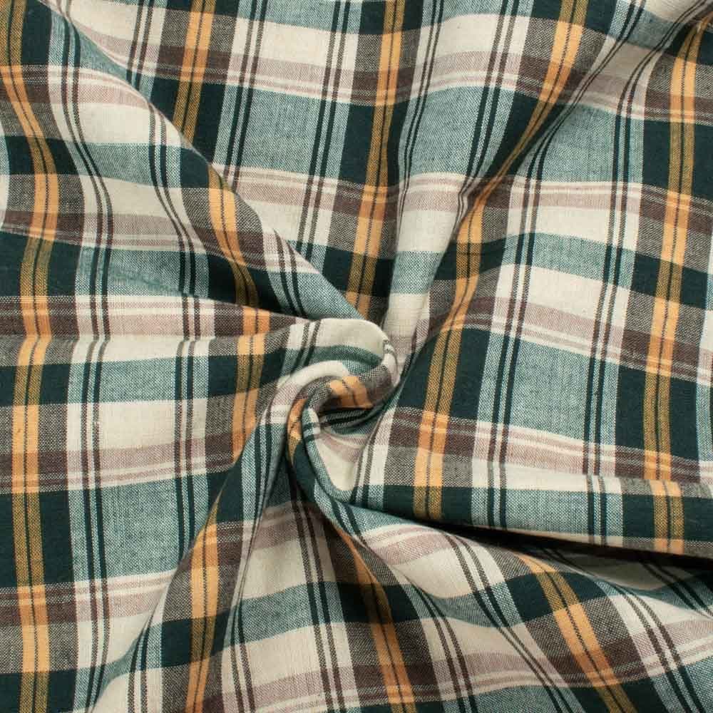 Check Multicolor Pure Cotton 100 GSM Handwoven Fabric 623