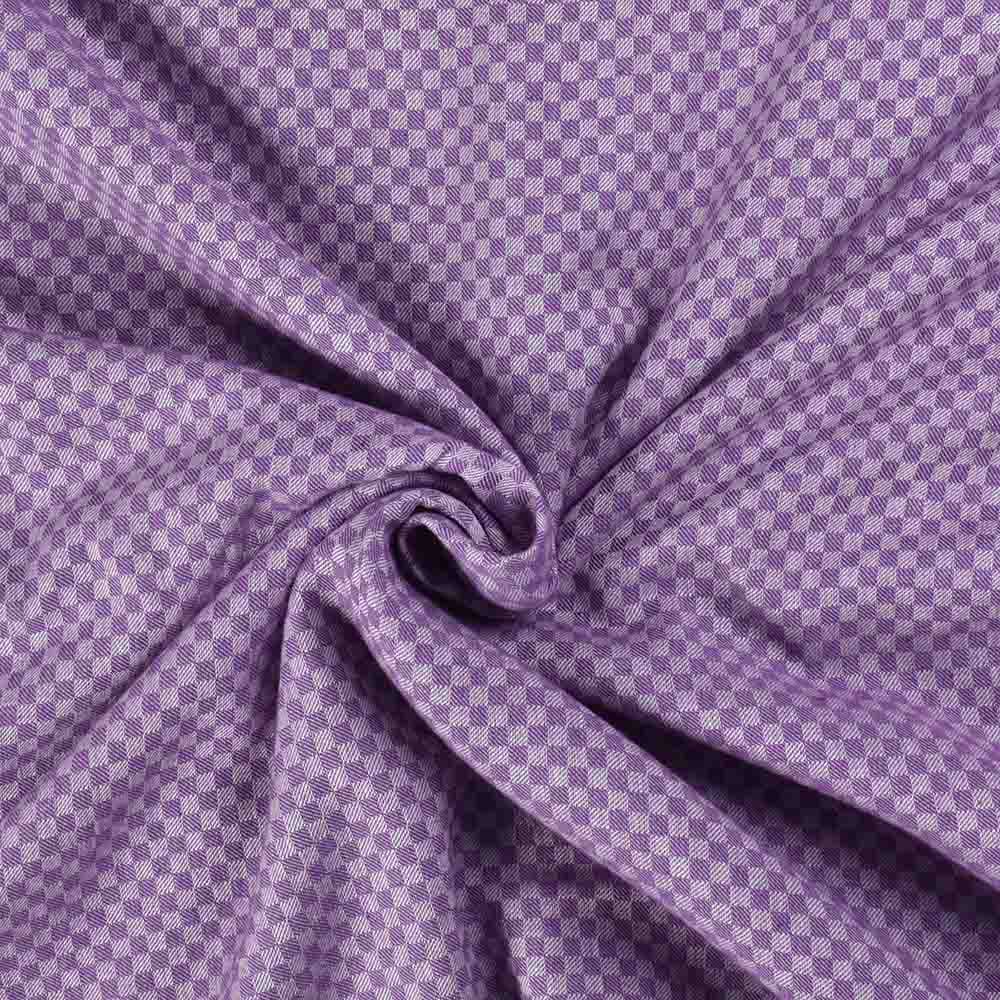 Check Twill White Purple Cotton 105 GSM Handwoven Fabric