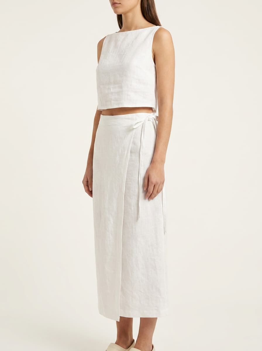 Cropped Top & Midi Asymmetric Sheath Skirt