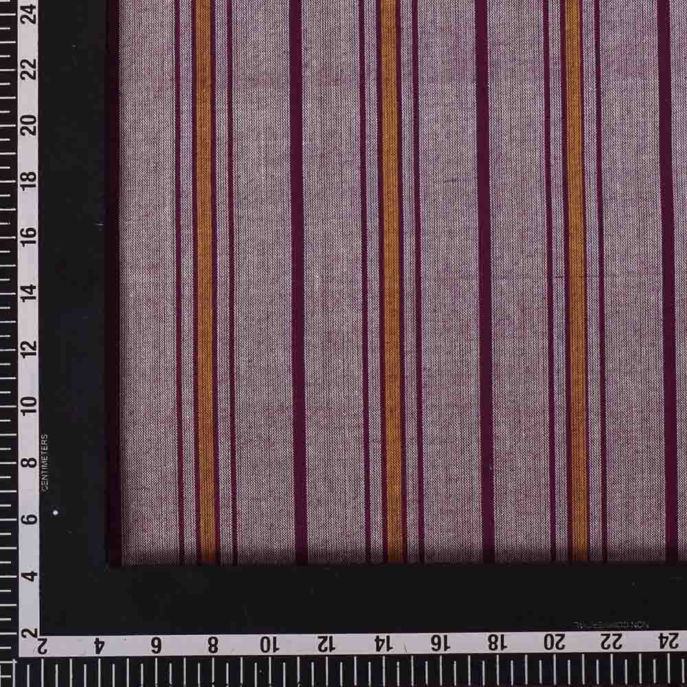 STRIPE PURPLE MUSTARD PURE COTTON 100 GSM HANDWOVEN FABRIC