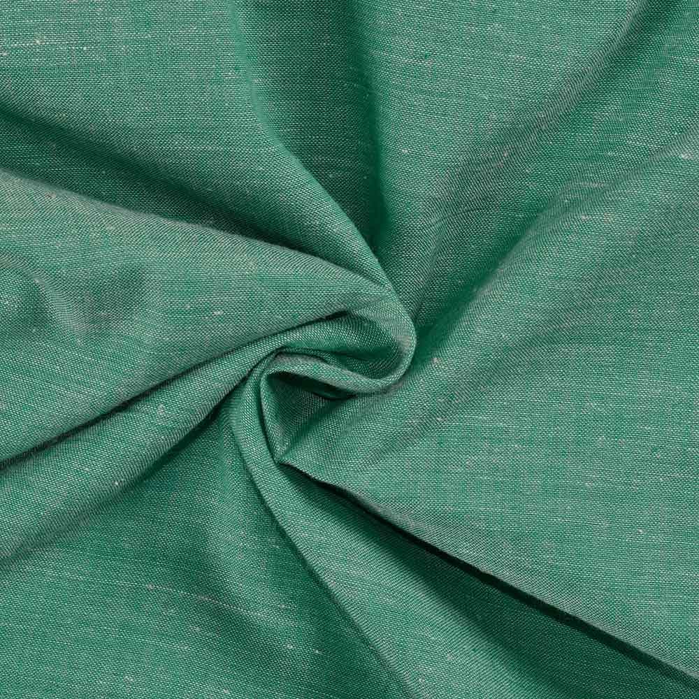 Chambray Green Khadi Cotton 92 GSM Handwoven Fabric