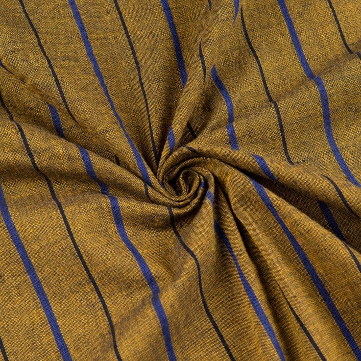 Stripe Mustard Pure Cotton 97 GSM Handwoven Fabric