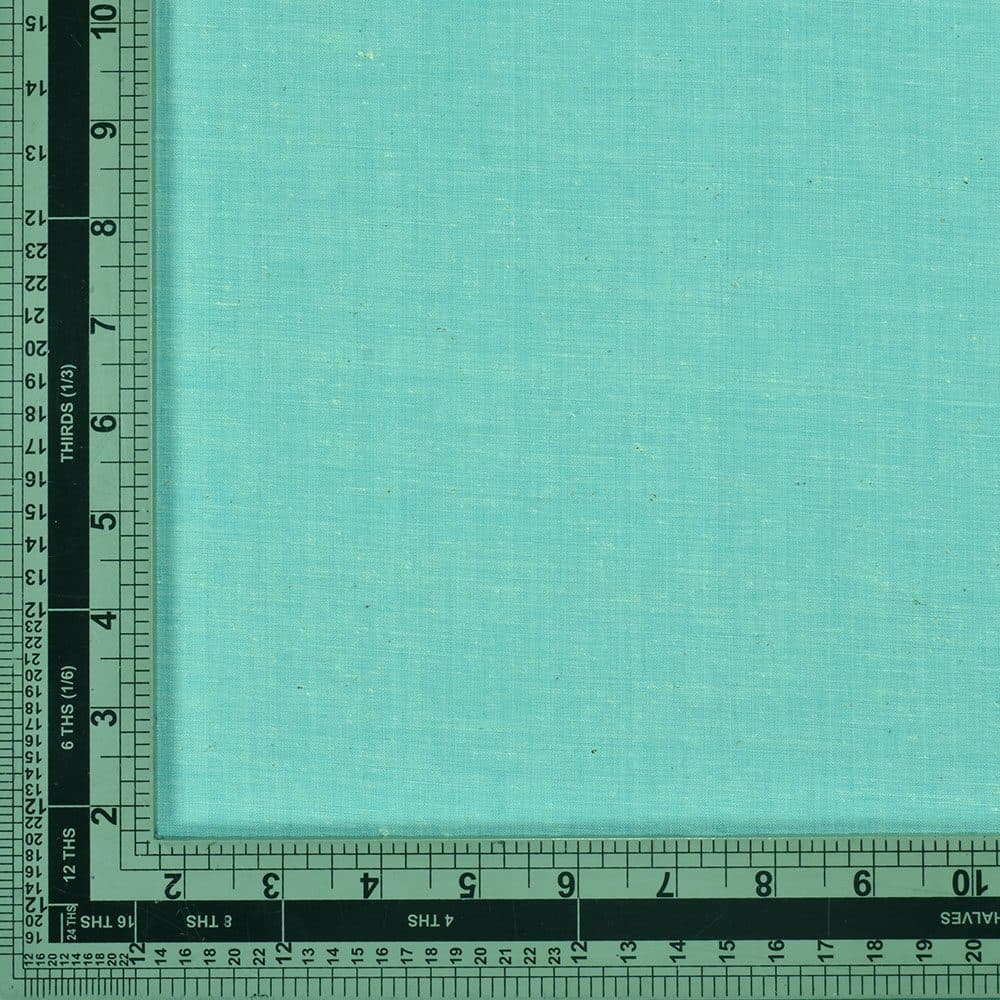 CHAMBRAY TEAL KHADI COTTON 92 GSM HANDWOVEN FABRIC