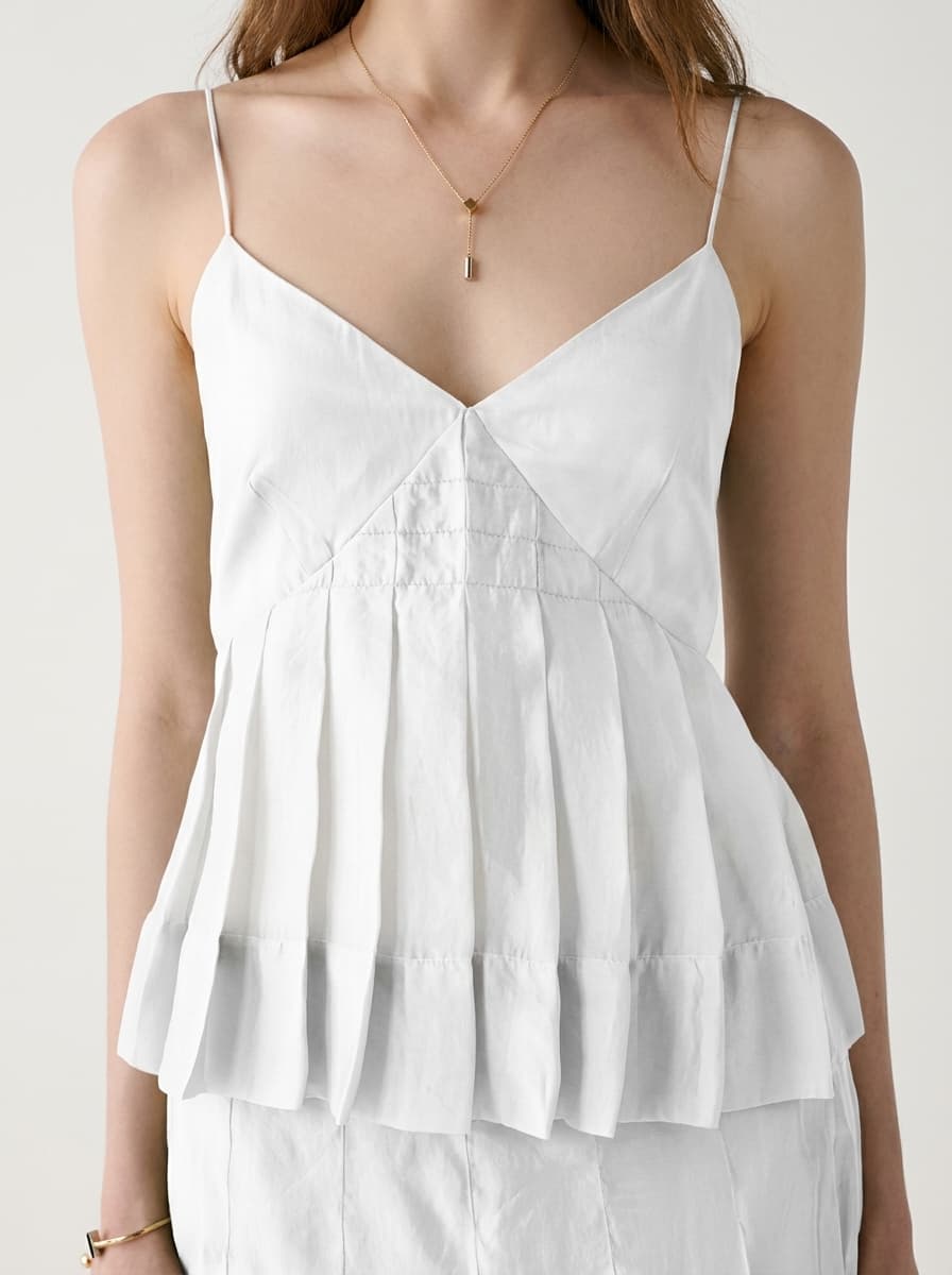 Pleated Spaghetti Strapped Top