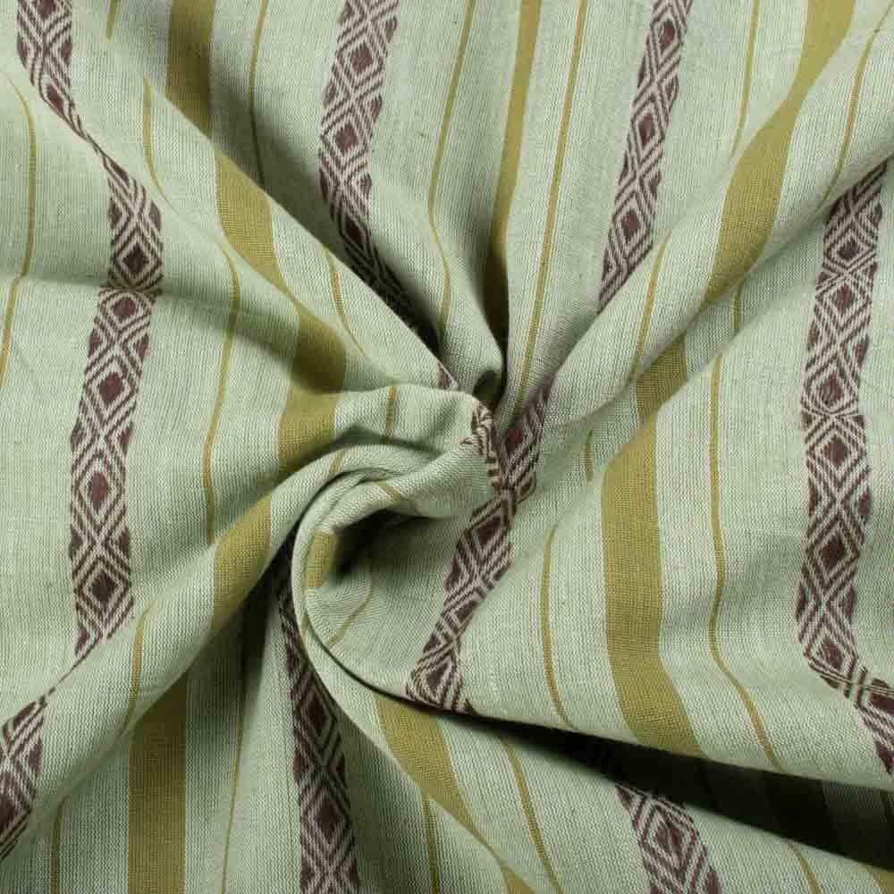 Stripe Green Diamond Lattice Extra Warp 100 GSM Pure Cotton Jacquard Fabric