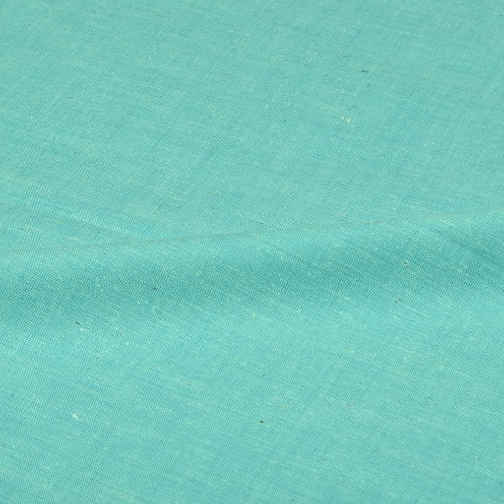 Chambray Teal Khadi Cotton 92 GSM Handwoven Fabric