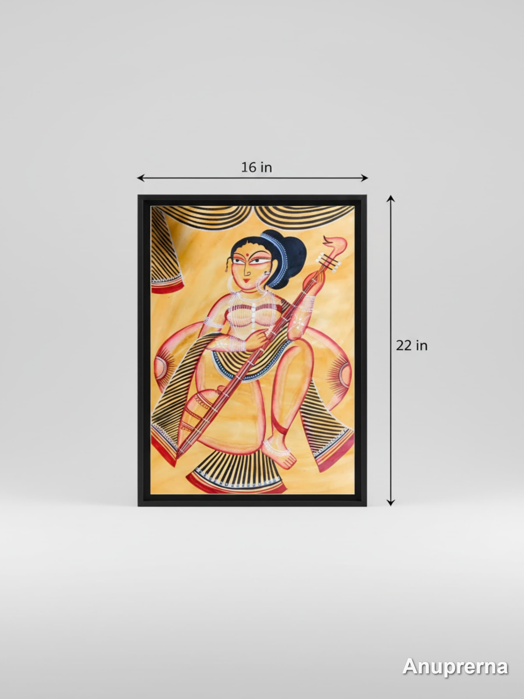 Maa Saraswati Monochromatic Pattachitra Wall Art