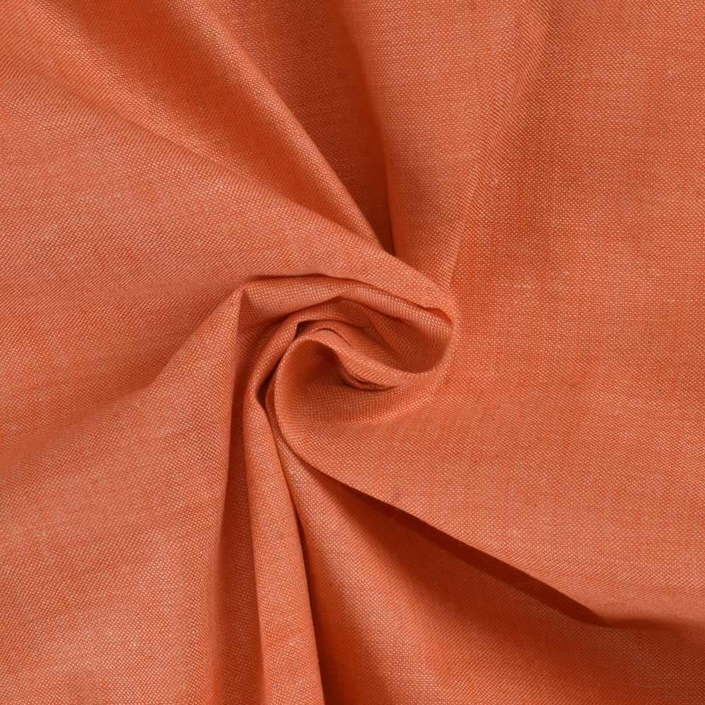 Chambray Orange Khadi Cotton 92 GSM Handwoven Fabric