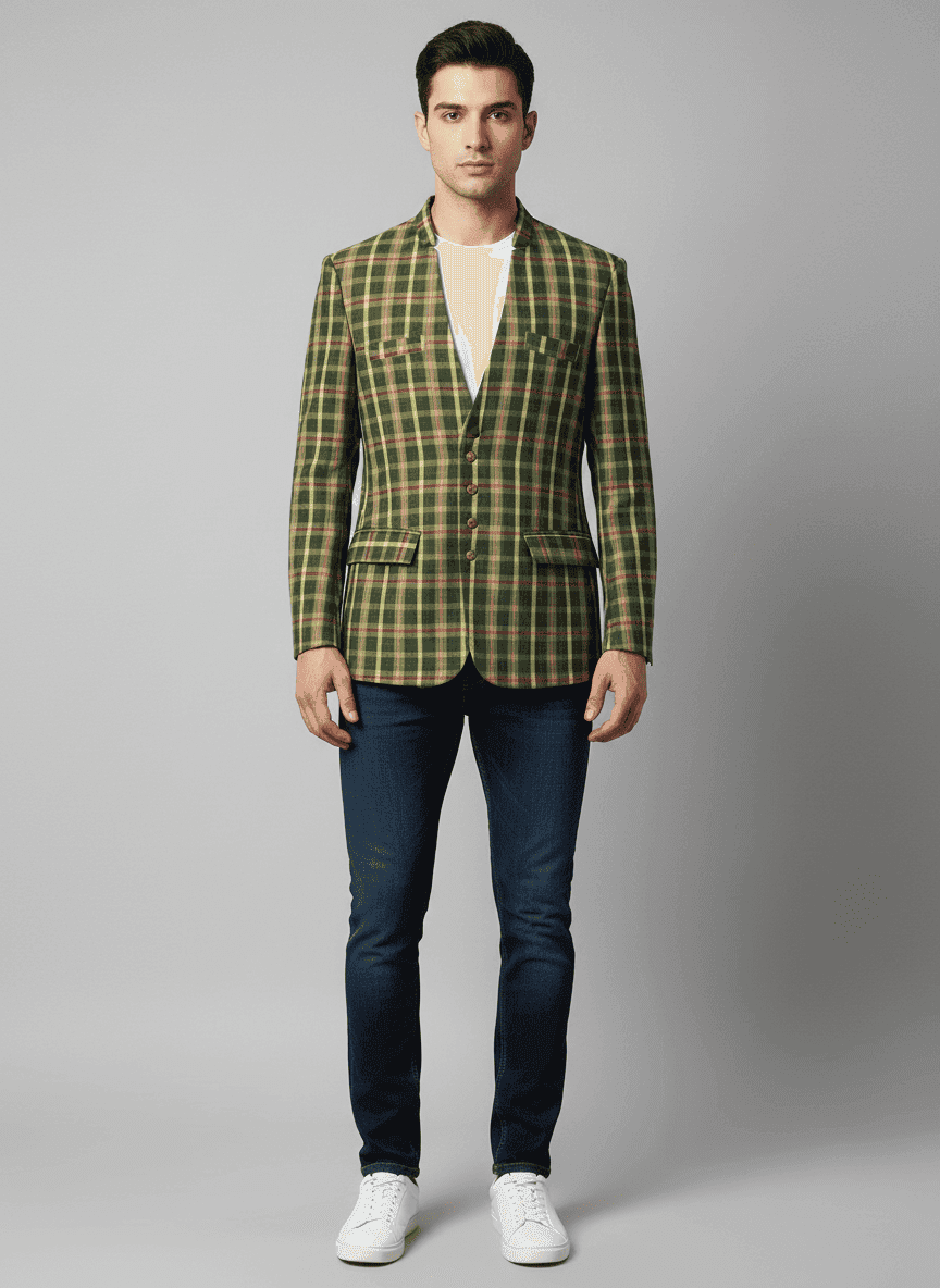 Open Square Collared Coat- Pencil Sleeves- Front Buttoned