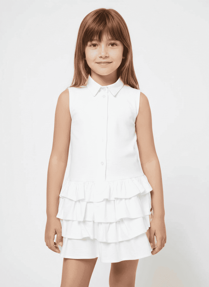 Tiered Ruffles Shirt Kids Dress