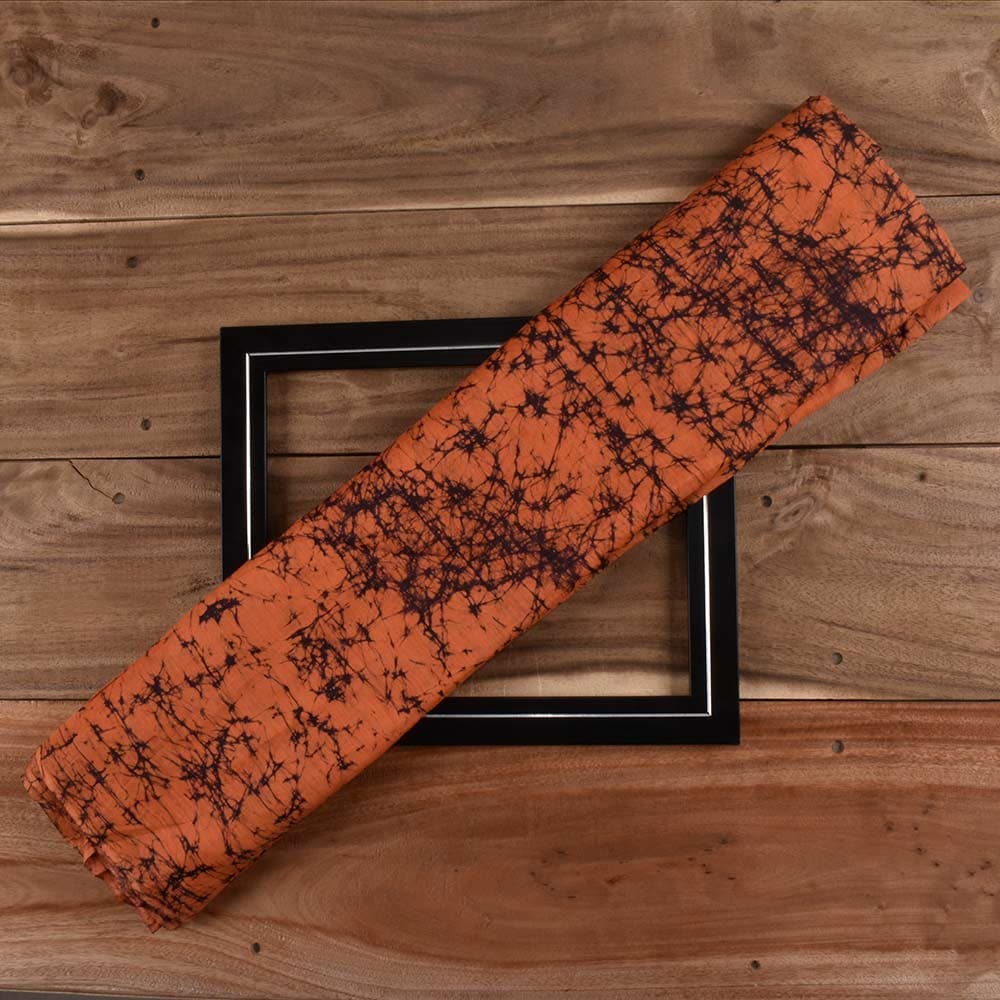 Abstract Orange Batik Cotton Mulberry Silk Blend 40 GSM Fabric