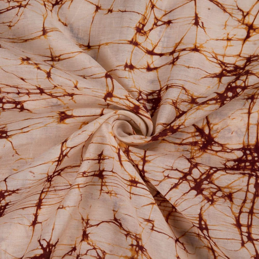Abstract Off-White Batik Cotton Mulberry Silk Blend 40 GSM Fabric 07